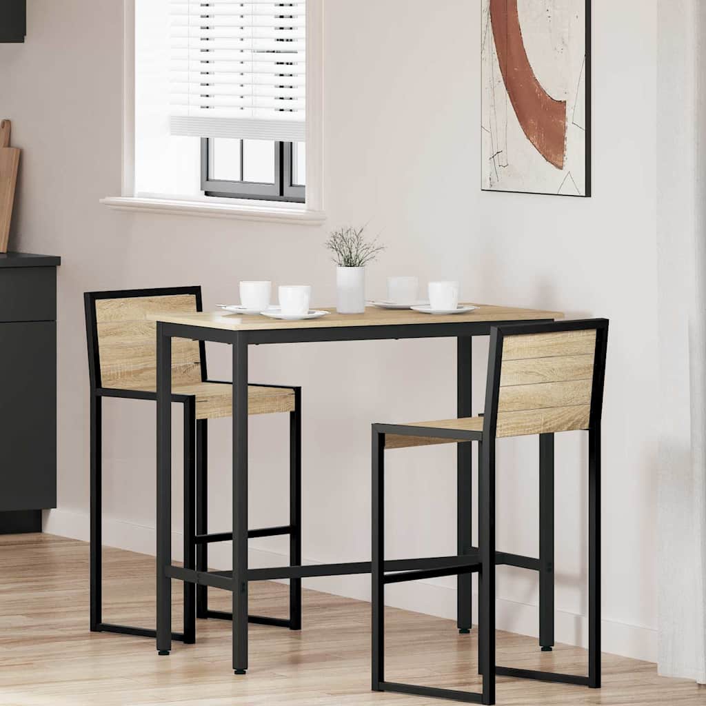 vidaXL Tafel Zwart Eiken 100 x 40 x 100,5 cm Engineered hout en staal