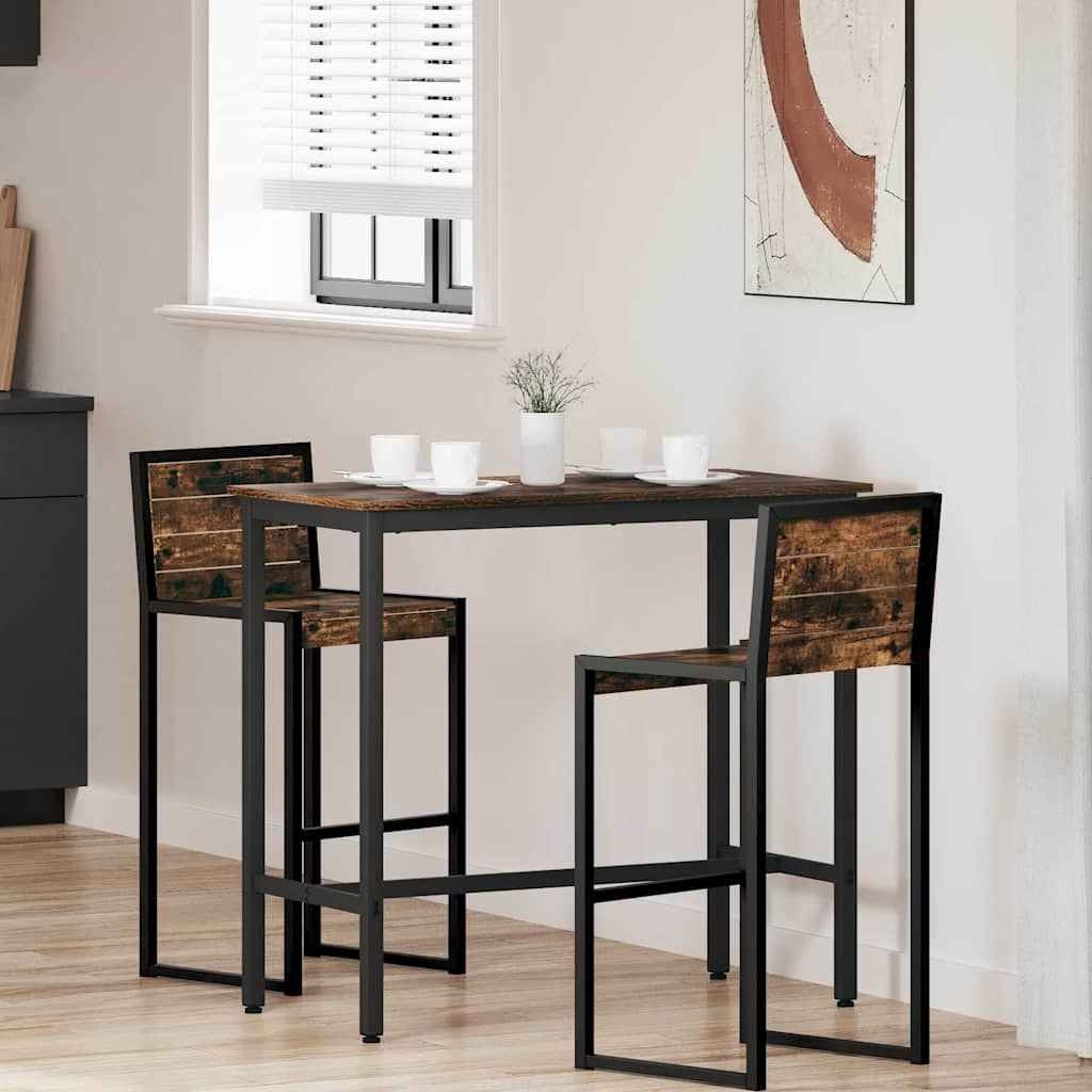 vidaXL Tafel Zwart Eiken 100 x 40 x 100,5 cm Engineered hout en staal