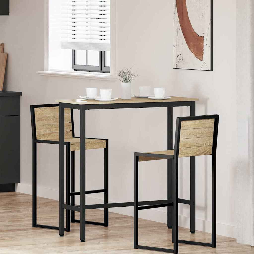 vidaXL Tafel Zwart Eiken 100 x 40 x 100,5 cm Engineered hout en staal