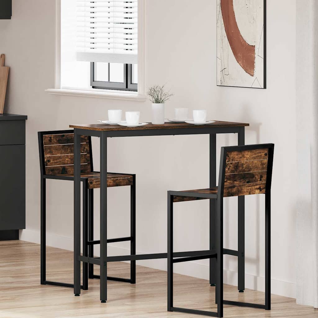 vidaXL Tafel Zwart Eiken 100 x 40 x 100,5 cm Engineered hout en staal