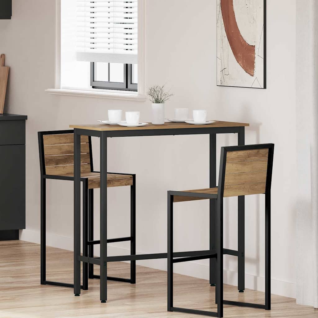 vidaXL Tafel Zwart Eiken 100 x 40 x 100,5 cm Engineered hout en staal