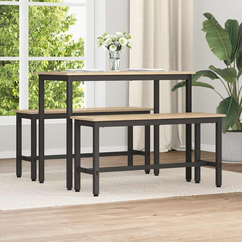 vidaXL Eetbank Zwart Eiken 100 x 32,5 x 48,5 cm