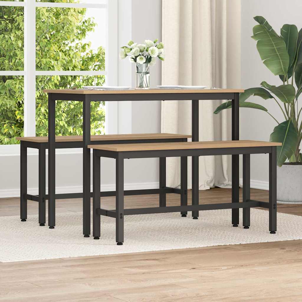 vidaXL Eetbank Zwart Eiken 100 x 32,5 x 48,5 cm