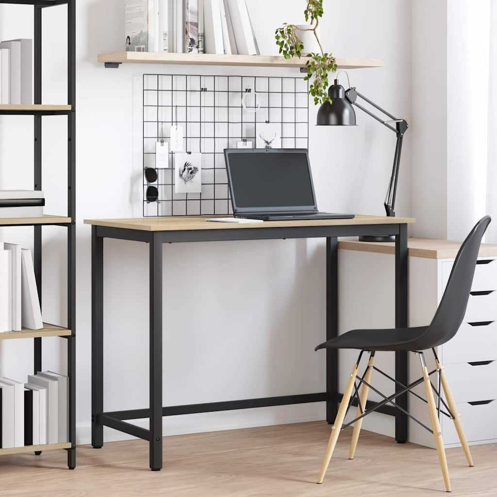 vidaXL Tafel Zwart Eiken 80 x 50 x 76,5 cm Engineered hout en staal