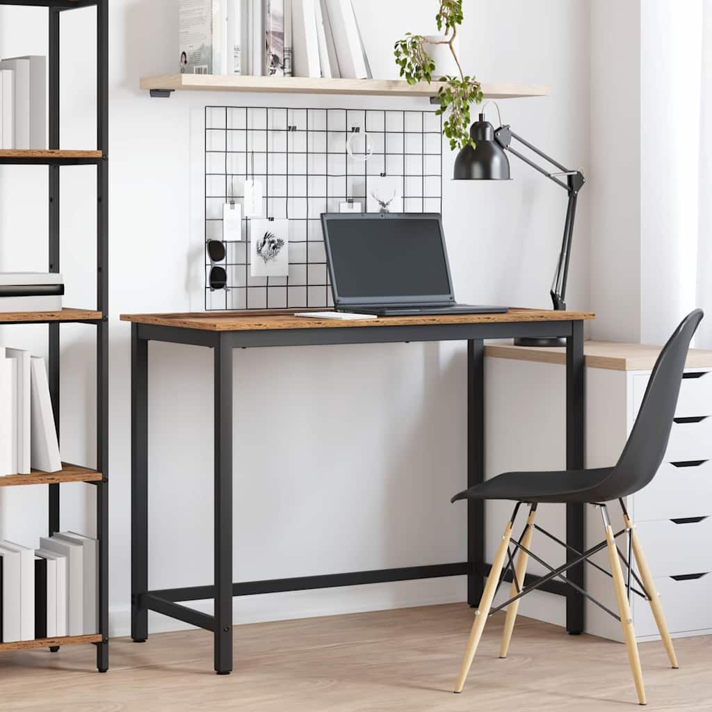 vidaXL Tafel Zwart Eiken 80 x 50 x 76,5 cm Engineered hout en staal