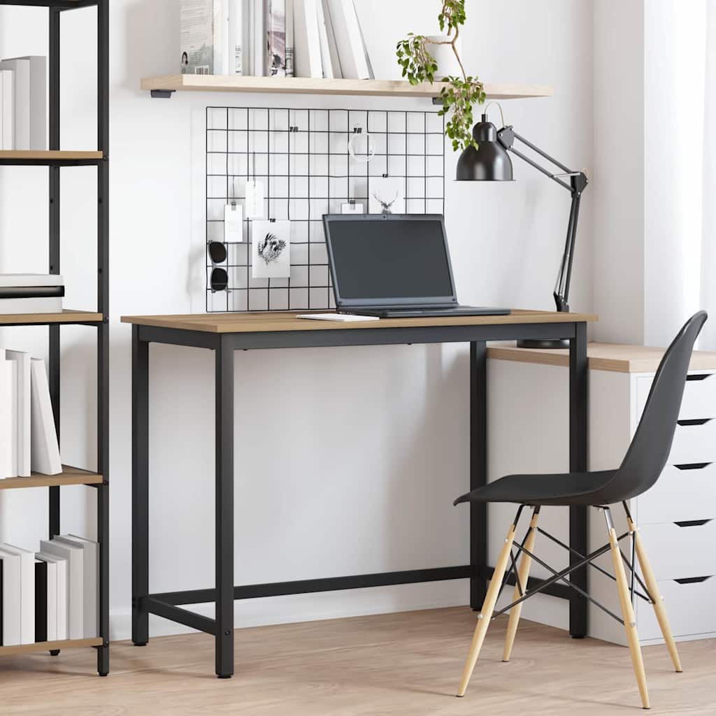 vidaXL Tafel Zwart Eiken 80 x 50 x 76,5 cm Engineered hout en staal