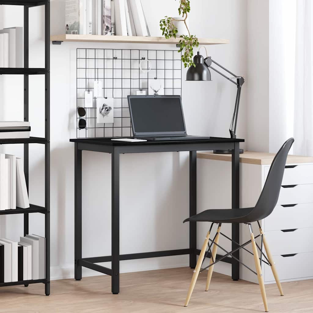vidaXL Tafel Zwart Eiken 80 x 50 x 76,5 cm Engineered hout en staal