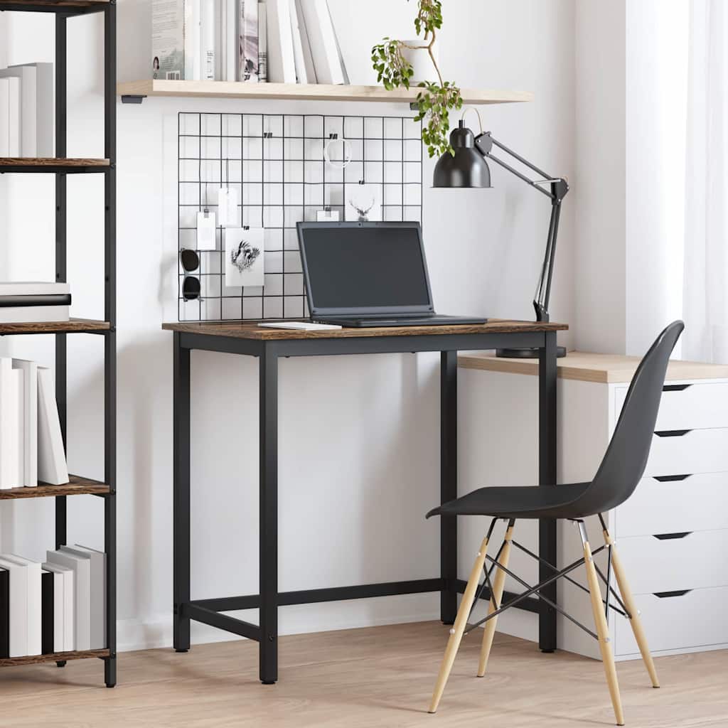 vidaXL Tafel Zwart Eiken 80 x 50 x 76,5 cm Engineered hout en staal
