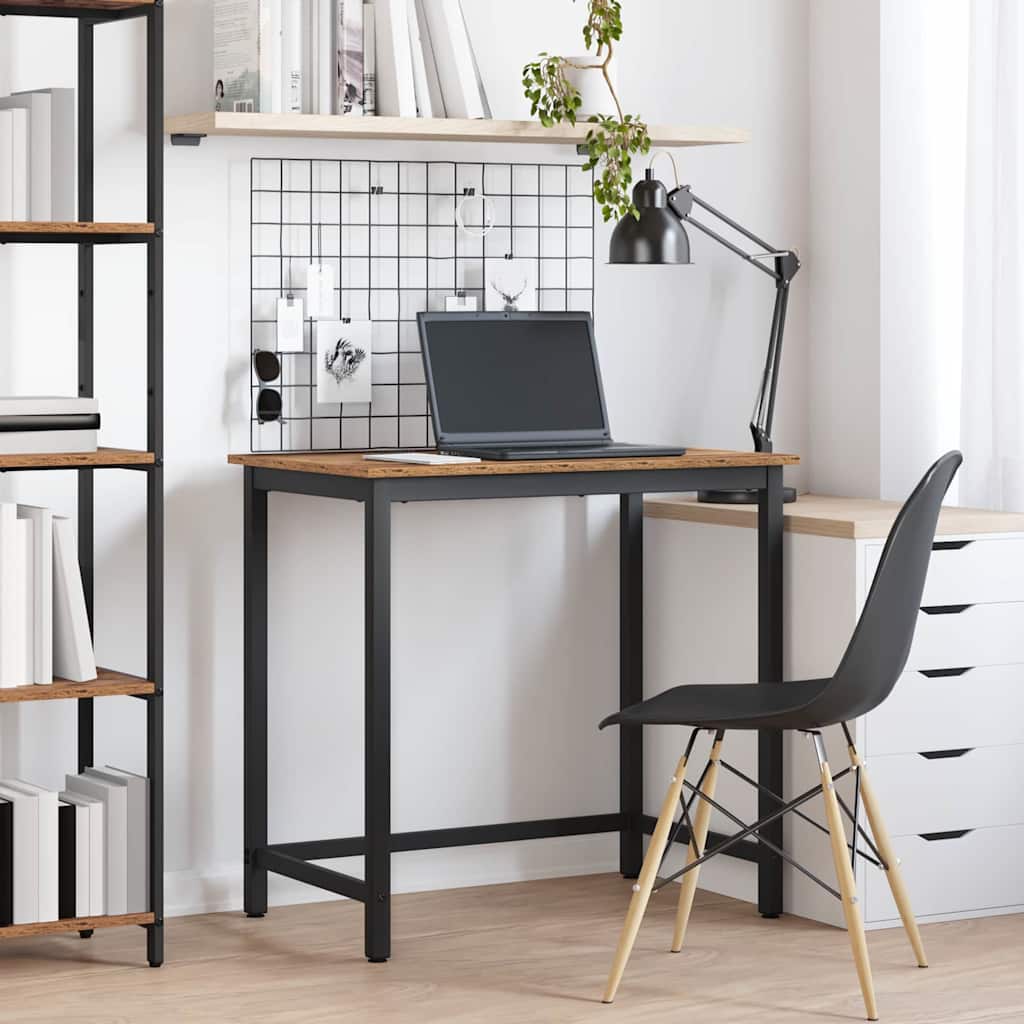 vidaXL Tafel Zwart Eiken 80 x 50 x 76,5 cm Engineered hout en staal