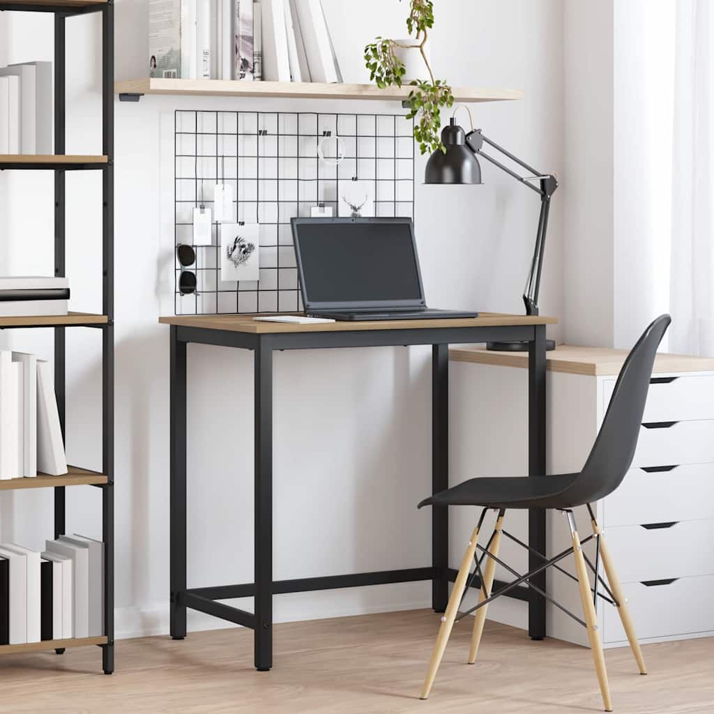 vidaXL Tafel Zwart Eiken 80 x 50 x 76,5 cm Engineered hout en staal
