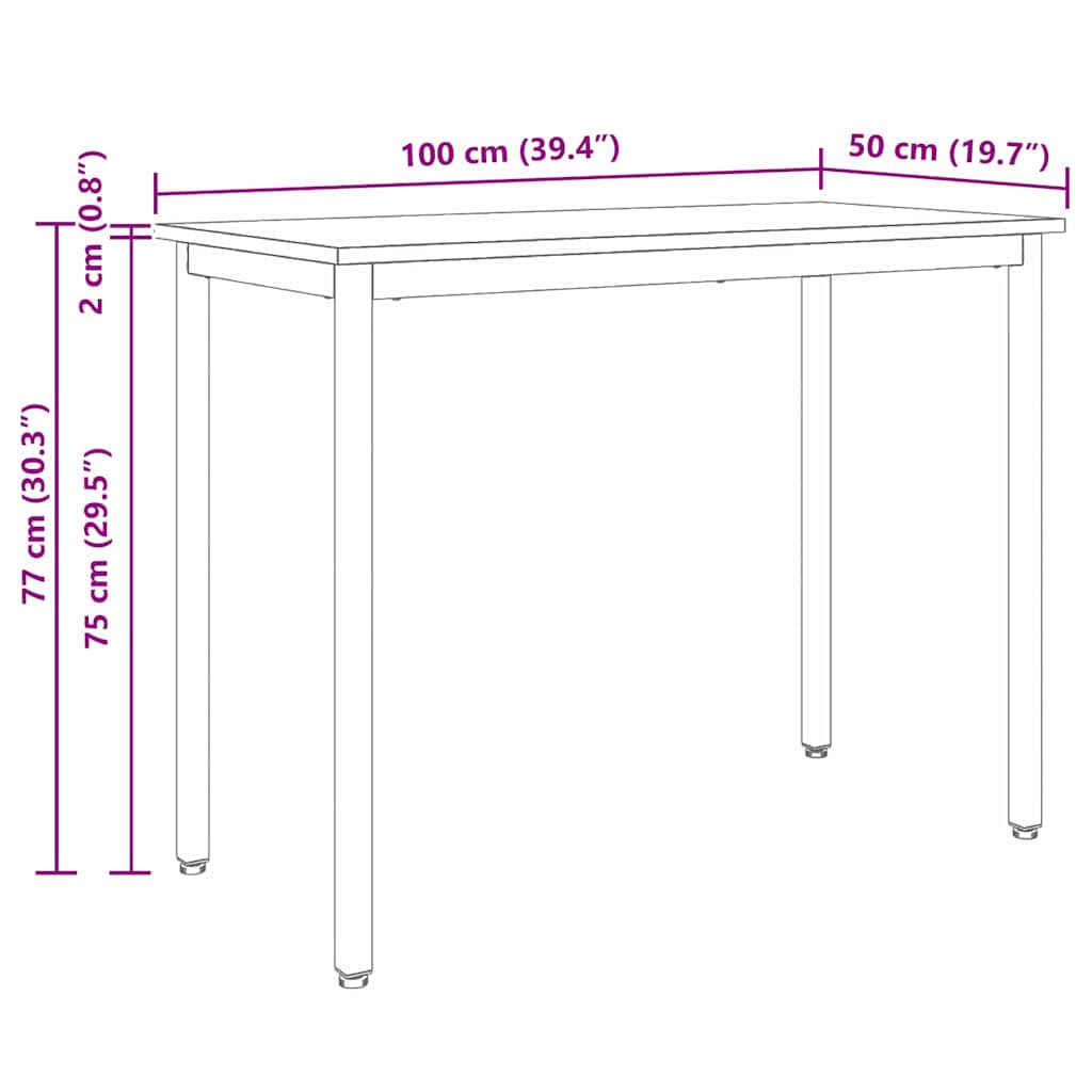 vidaXL Tafel Naturel 100 x 50 x 77 cm Engineered hout en staal