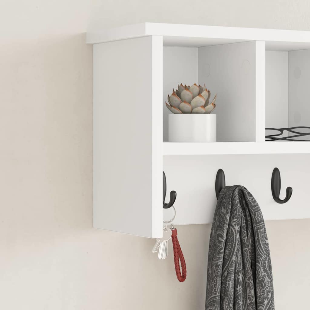 vidaXL Wandgemonteerde kapstok Wit 50 x 16 x 26 cm Bewerkt hout