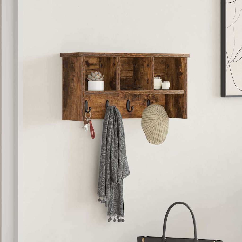 vidaXL Wandgemonteerde kapstok Wit 50 x 16 x 26 cm Bewerkt hout