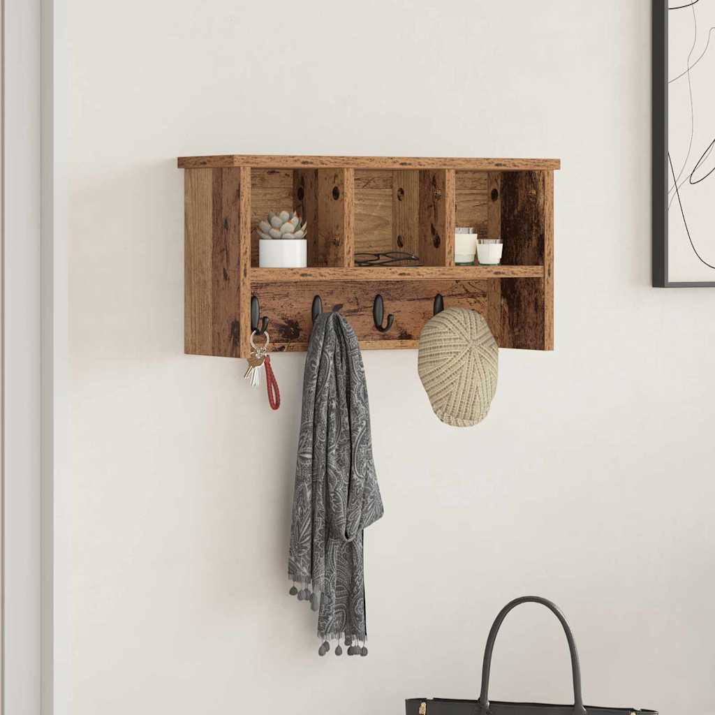 vidaXL Wandgemonteerde kapstok Wit 50 x 16 x 26 cm Bewerkt hout