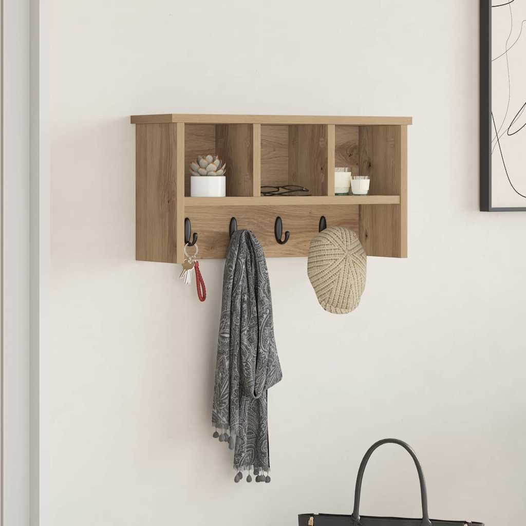 vidaXL Wandgemonteerde kapstok Wit 50 x 16 x 26 cm Bewerkt hout