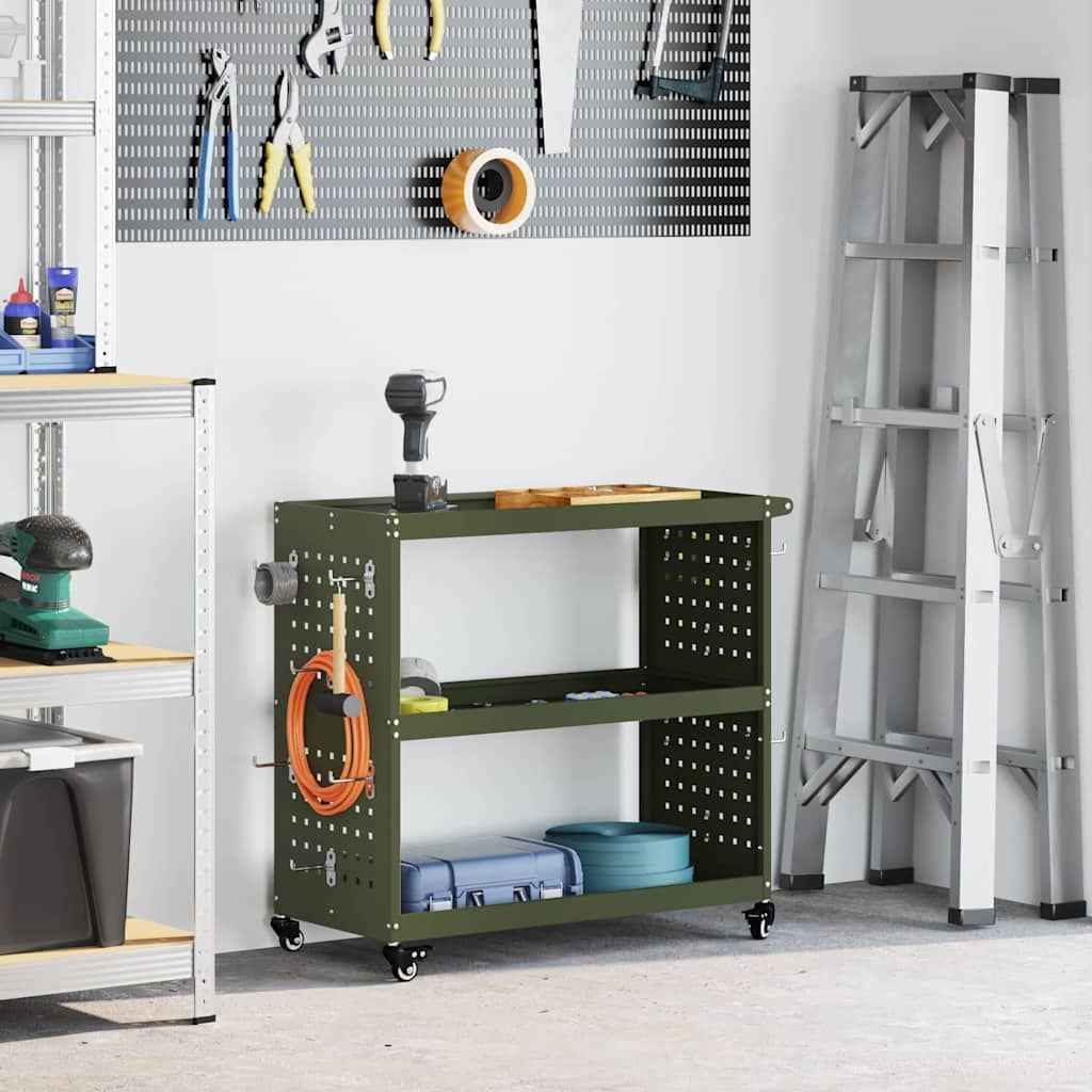 vidaXL Gereedschapswagen Zwart 75 x 35 x 73 cm Koudgewalst staal