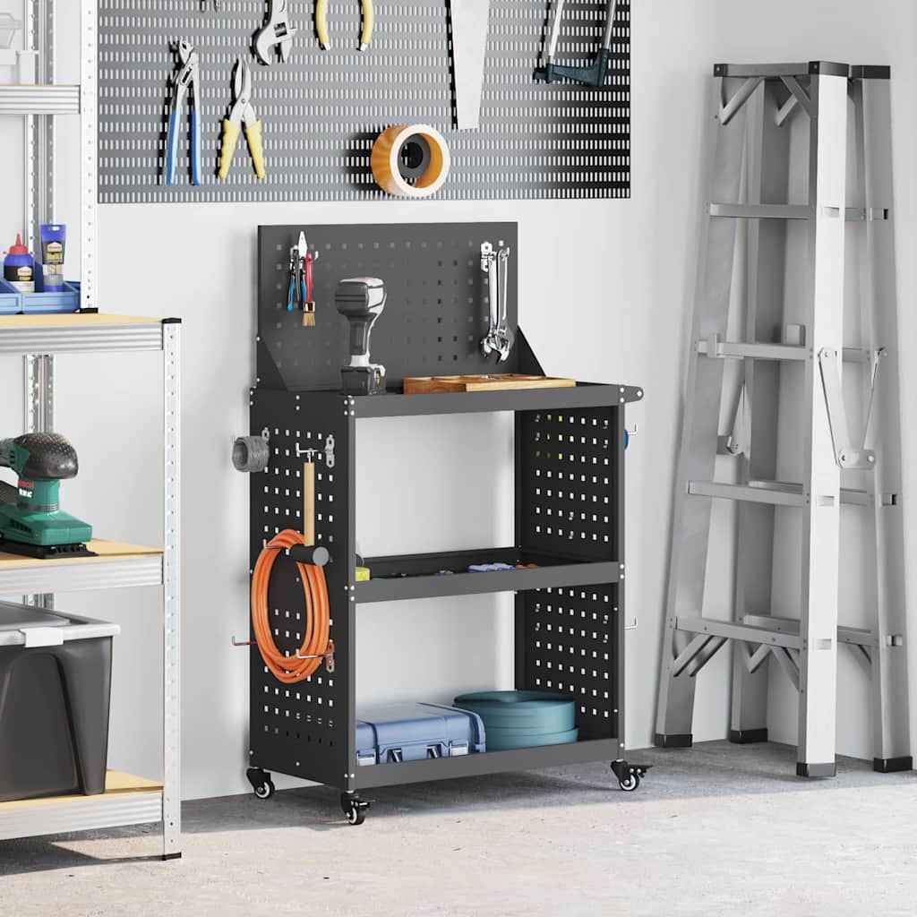 vidaXL Gereedschapswagen Zwart 75 x 35 x 73 cm Koudgewalst staal