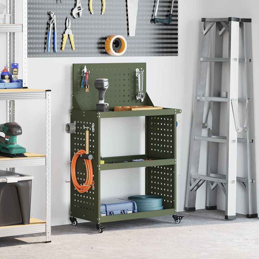 vidaXL Gereedschapswagen Zwart 75 x 35 x 73 cm Koudgewalst staal