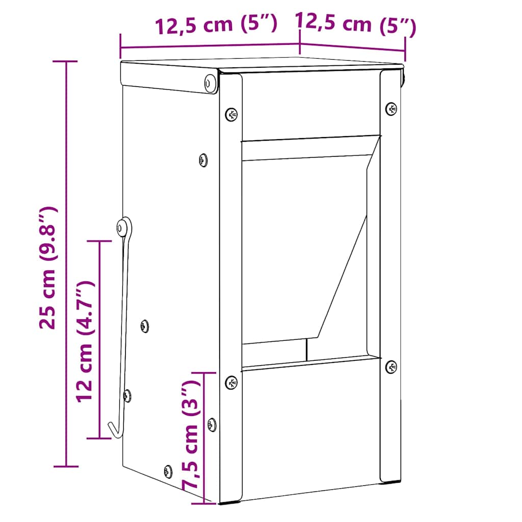vidaXL Konijnenvoer Zwart 12,5 x 12,5 x 25 cm Koudgewalst Staal