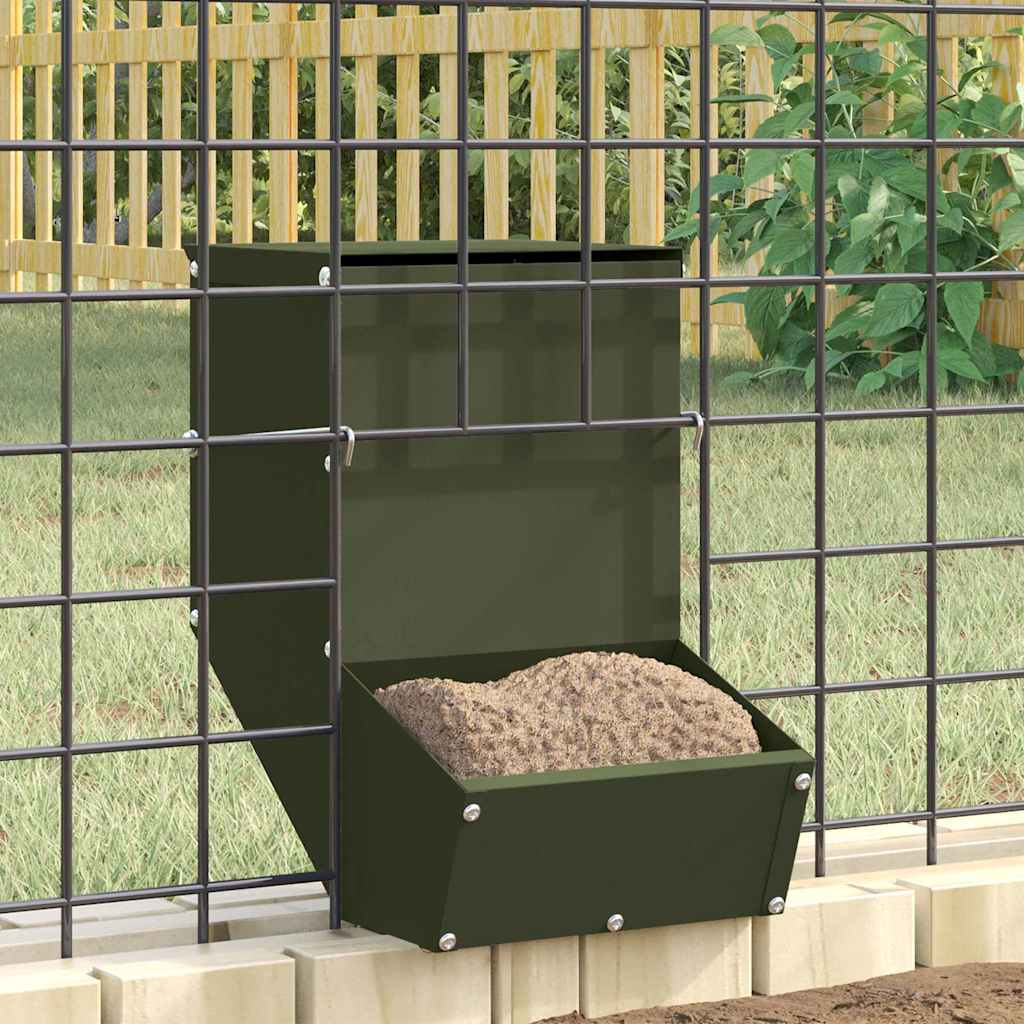 vidaXL Konijnenvoer Olijf Groen 12,5 x 26 x 28,5 cm Koudgewalst Staal