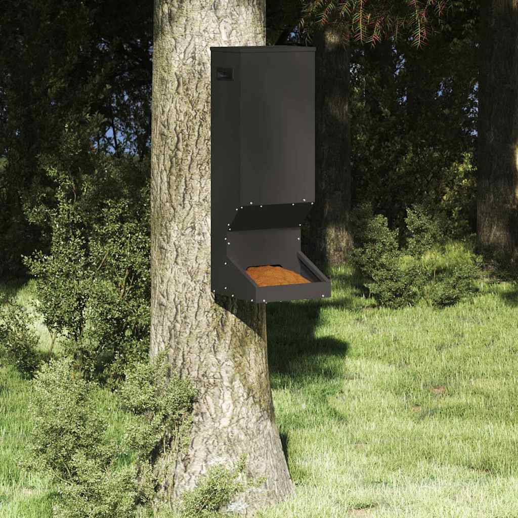 vidaXL Hertenvoerbak Zwart 28 x 30 x 80 cm Koudgewalst Staal