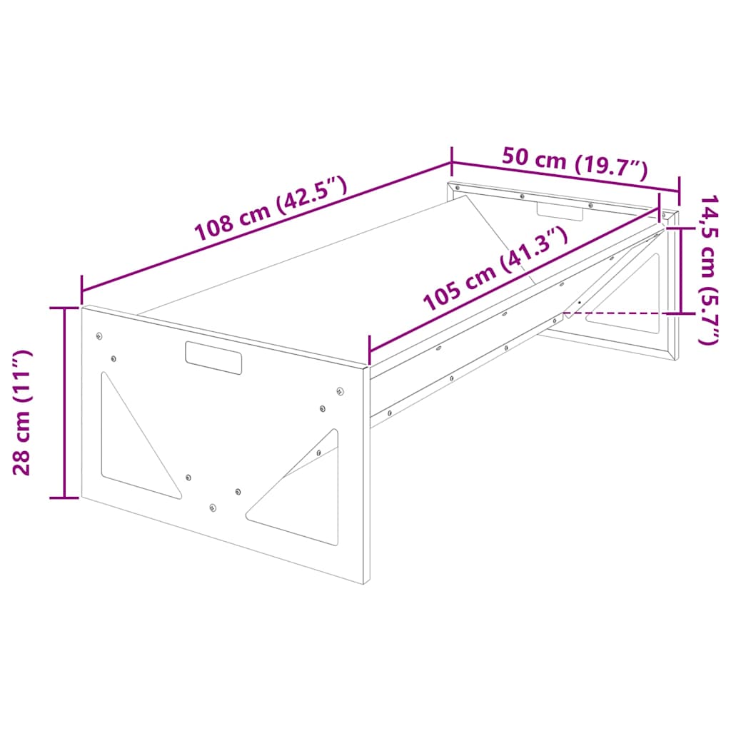 vidaXL Voederbak voor vee Zwart 108 x 50 x 28 cm Koudgewalst Staal