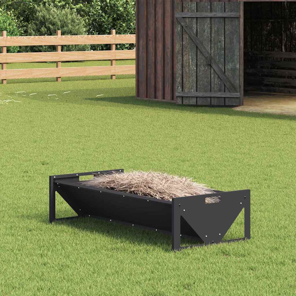 vidaXL Voederbak voor vee Zwart 108 x 50 x 28 cm Koudgewalst Staal