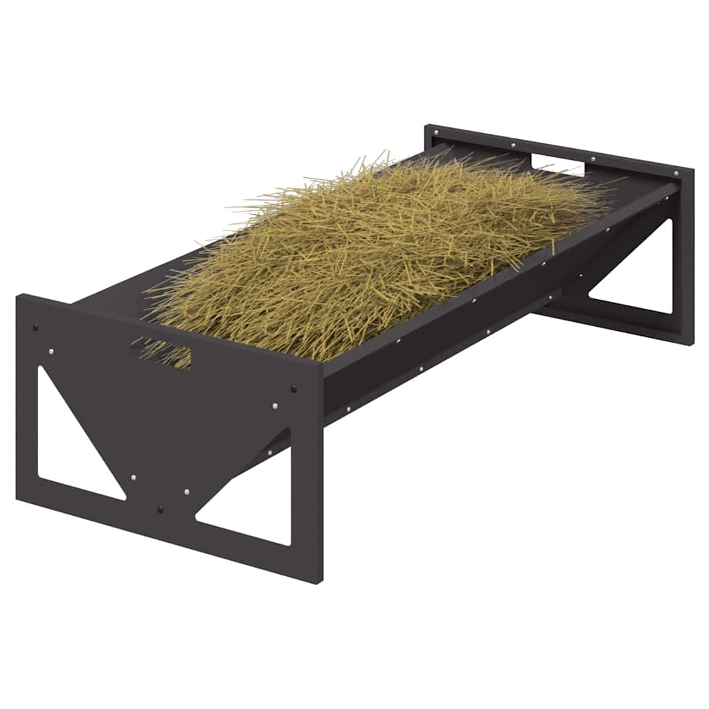 vidaXL Voederbak voor vee Zwart 108 x 50 x 28 cm Koudgewalst Staal