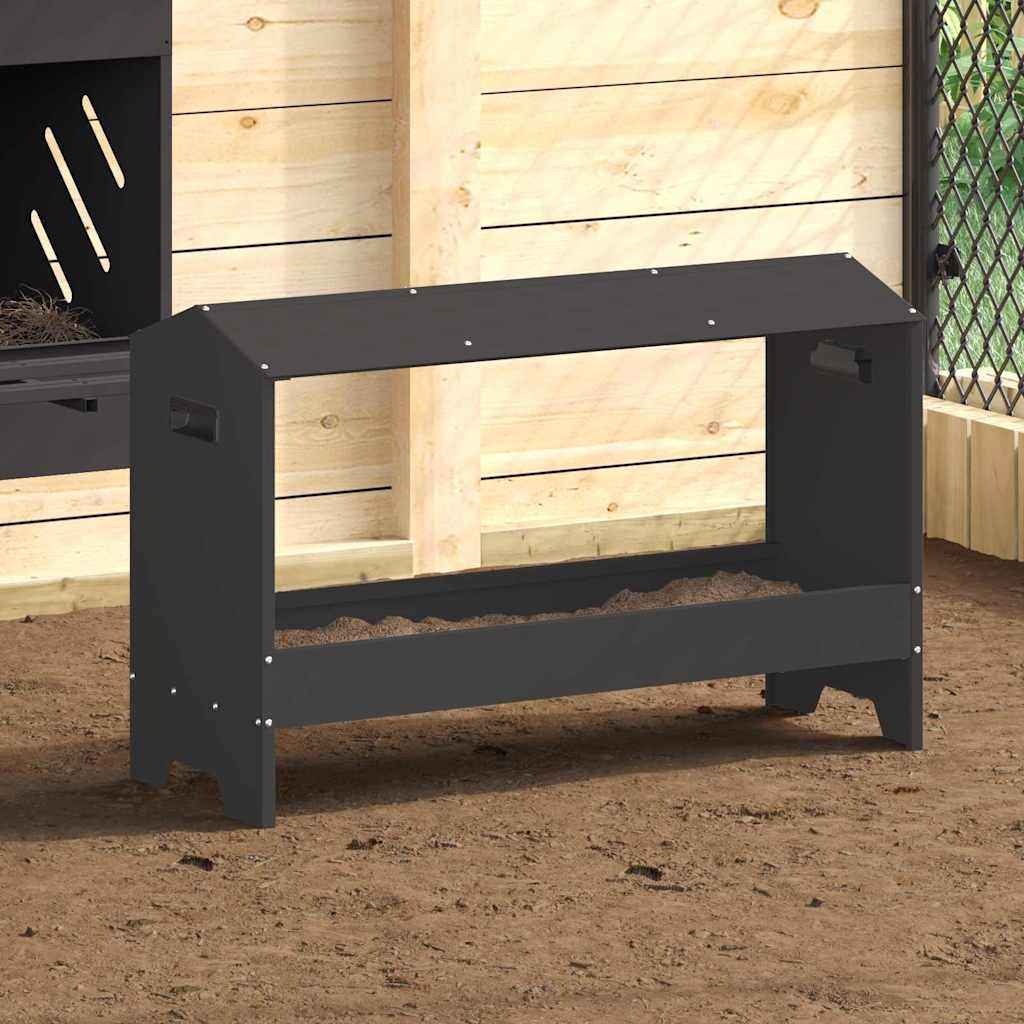 vidaXL Kippen voederbak Zwart 81 x 32 x 53,5 cm Koudgewalst Staal