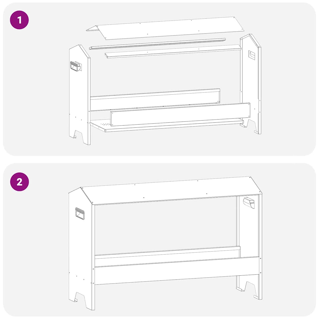 vidaXL Kippen voederbak Zwart 81 x 32 x 53,5 cm Koudgewalst Staal
