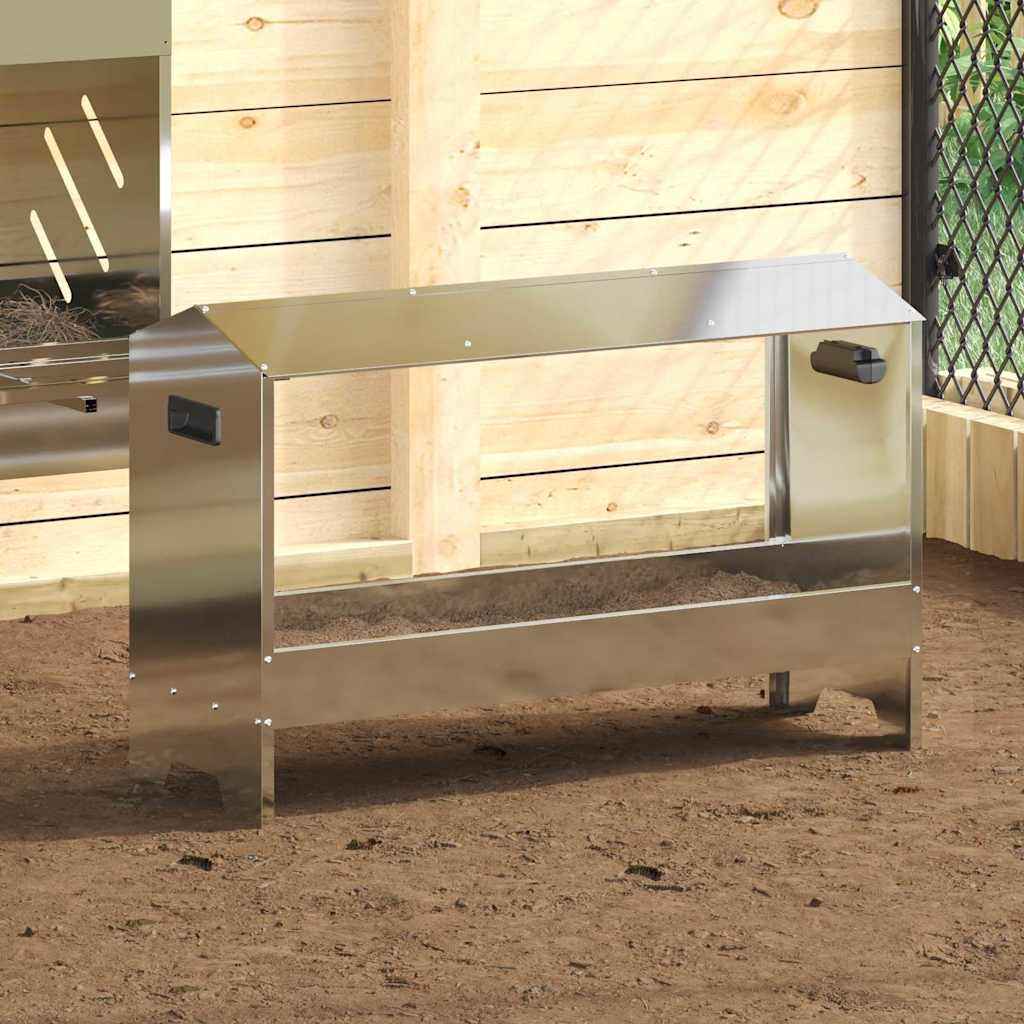 vidaXL Kippen voederbak Zwart 81 x 32 x 53,5 cm Koudgewalst Staal