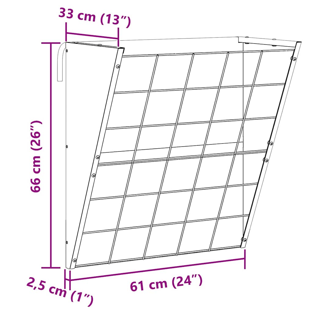 vidaXL Hangend Hooi Feeder Zwart 61 x 33 x 66 cm Koudgewalst Staal