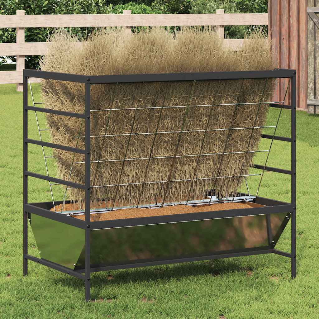 vidaXL Vee voeder Zwart 100 x 60 x 90 cm Koudgewalst Staal