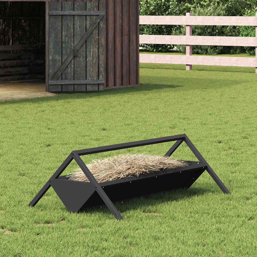 vidaXL Voederbak voor vee Zwart 111 x 76 x 38 cm Koudgewalst Staal