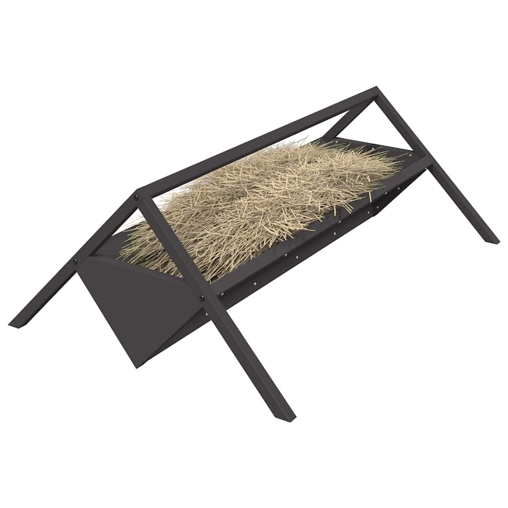 vidaXL Voederbak voor vee Zwart 111 x 76 x 38 cm Koudgewalst Staal