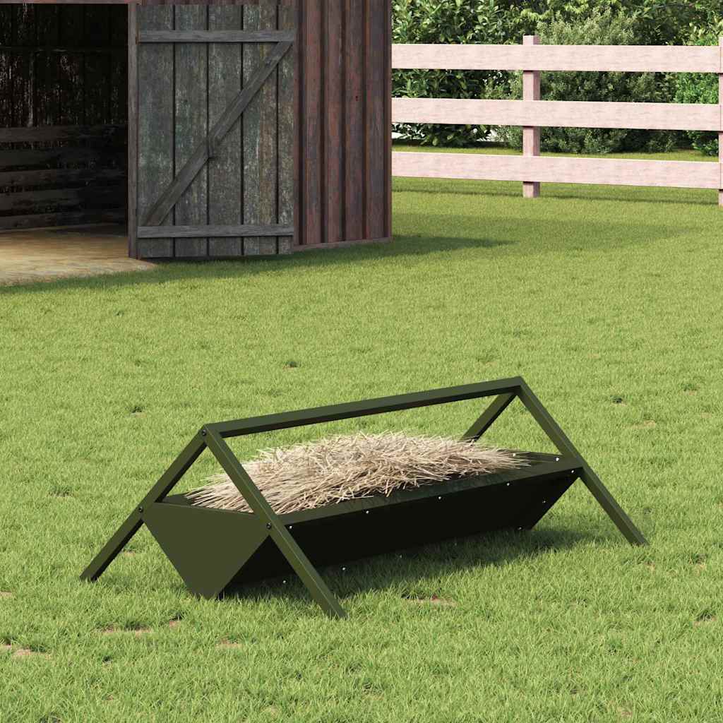 vidaXL Voederbak voor vee Zwart 111 x 76 x 38 cm Koudgewalst Staal