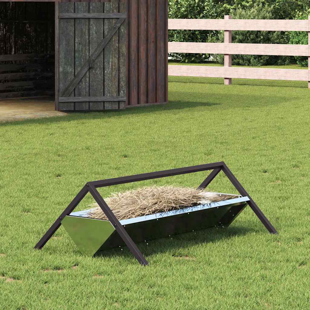vidaXL Voederbak voor vee Zwart 111 x 76 x 38 cm Koudgewalst Staal