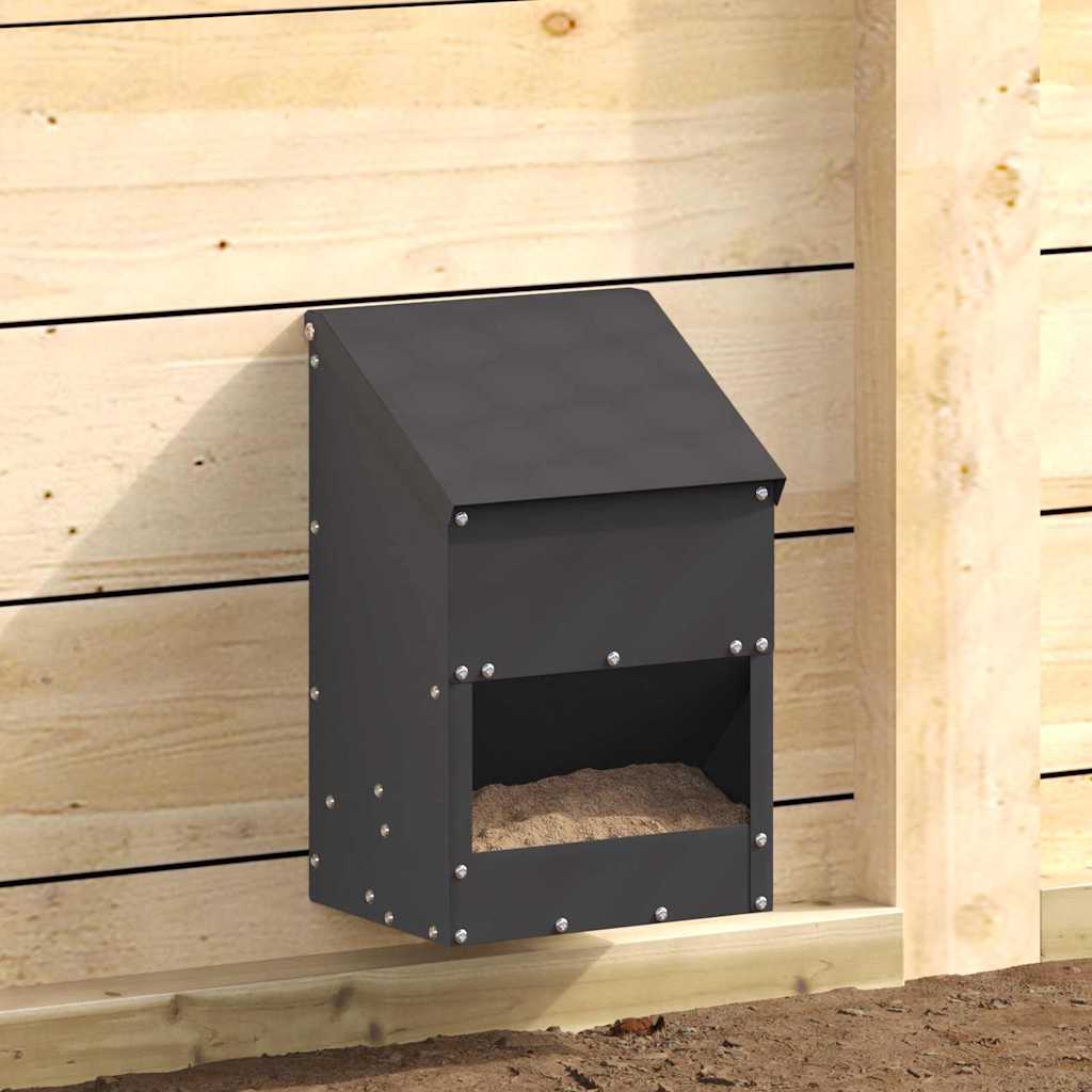 vidaXL Kip voerbak Zwart 21 x 16 x 33 cm Koudgewalst Staal
