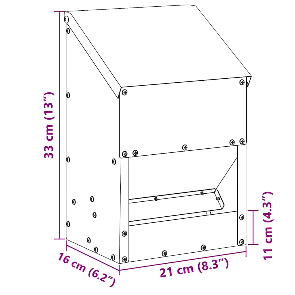 vidaXL Kip voerbak Zwart 21 x 16 x 33 cm Koudgewalst Staal