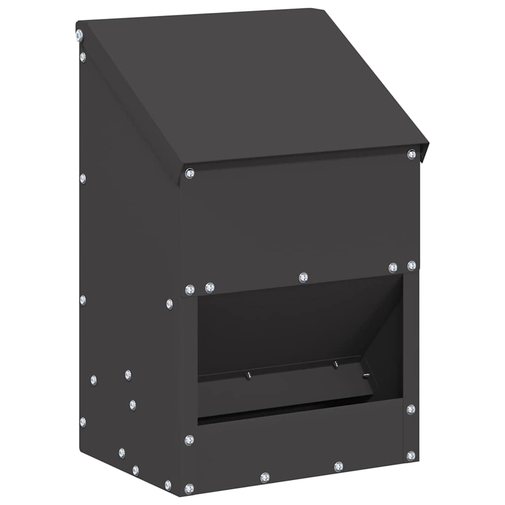 vidaXL Kip voerbak Zwart 21 x 16 x 33 cm Koudgewalst Staal