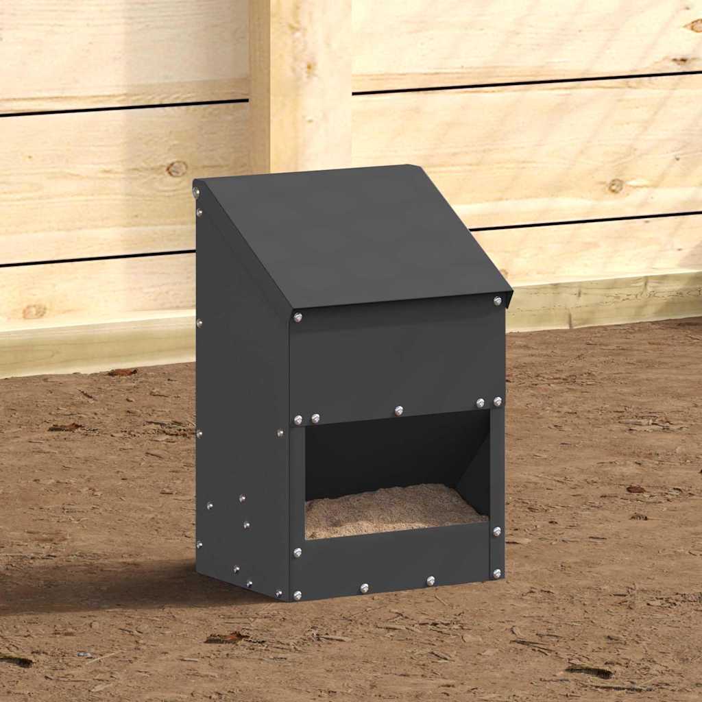 vidaXL Kip voerbak Zwart 21 x 16 x 33 cm Koudgewalst Staal