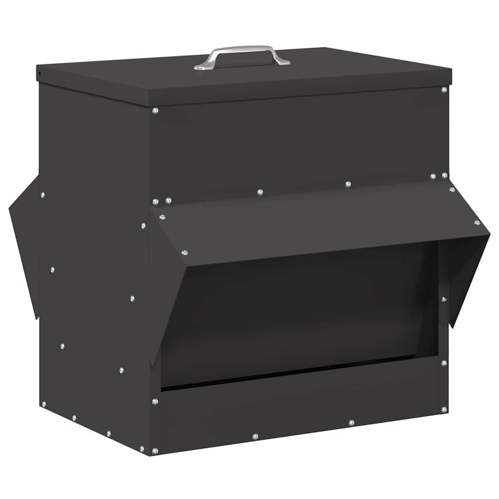 vidaXL Kip voerbak Zwart 40,5 x 45 x 41 cm Koudgewalst Staal