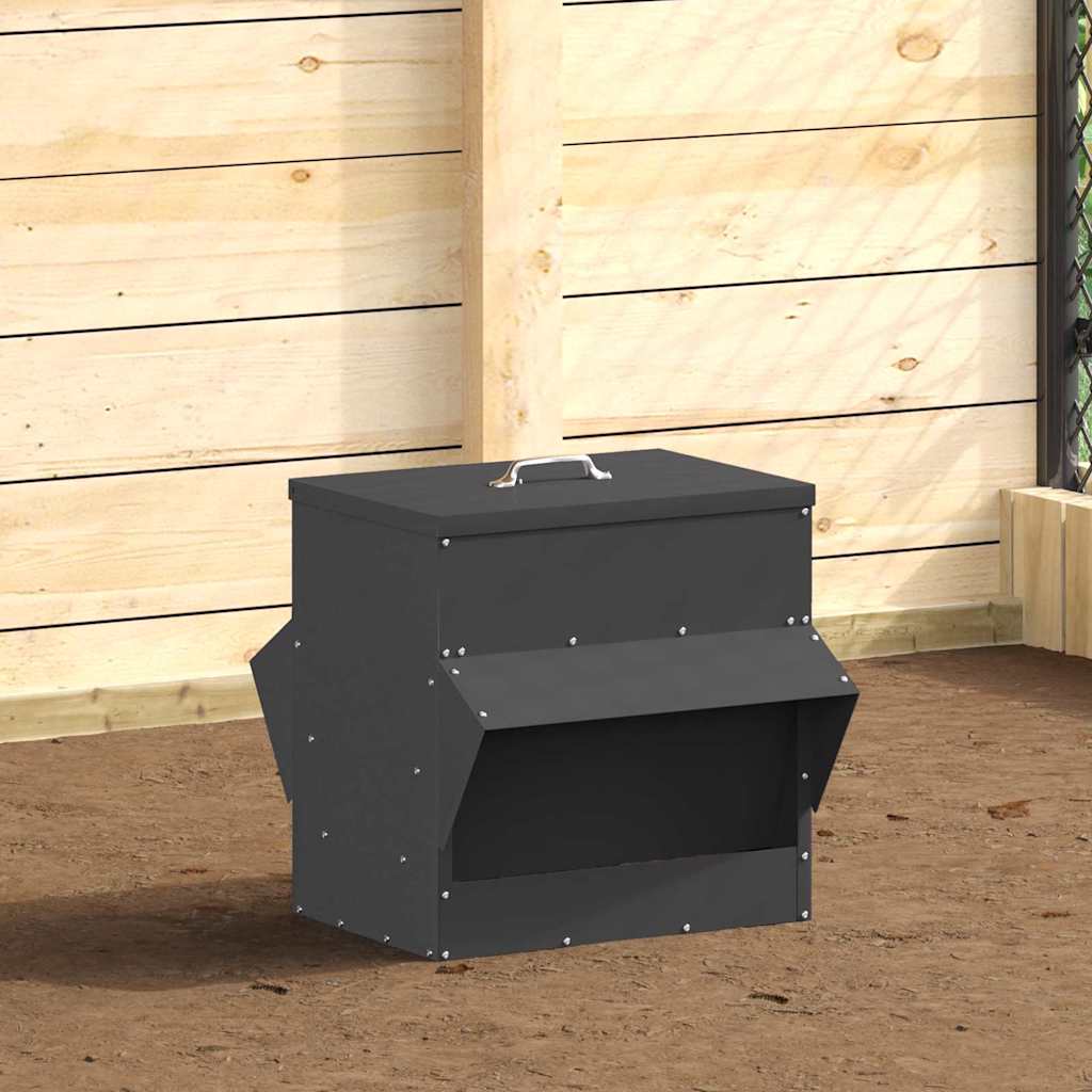 vidaXL Kip voerbak Zwart 40,5 x 45 x 41 cm Koudgewalst Staal