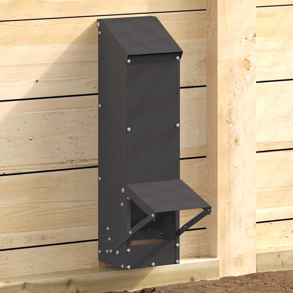 vidaXL Kip voerbak Zwart 13 x 12 x 51 cm Koudgewalst Staal