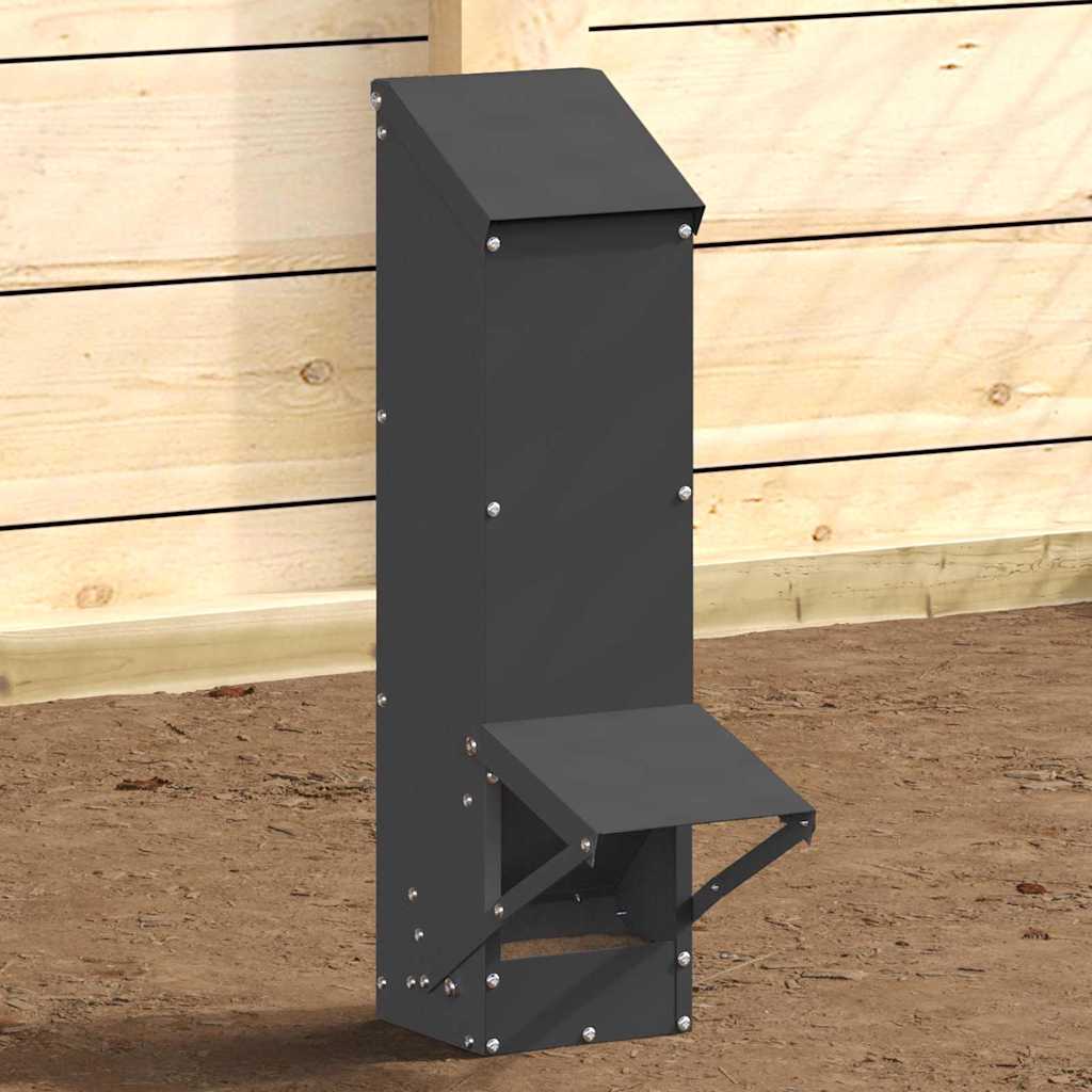 vidaXL Kip voerbak Zwart 13 x 12 x 51 cm Koudgewalst Staal