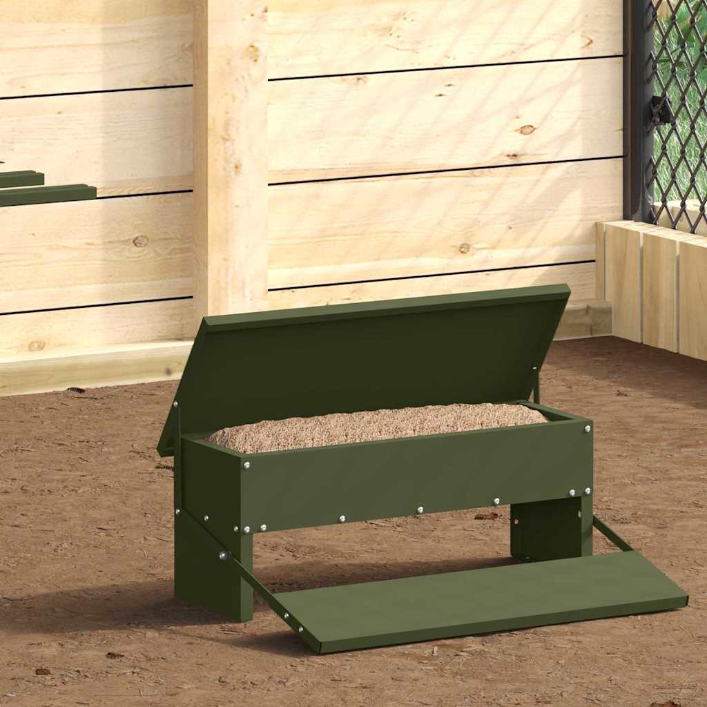 vidaXL Kippen Treadle Voeder Zwart 48,5 x 39,5 x 19 cm