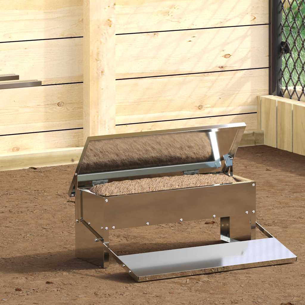 vidaXL Kippen Treadle Voeder Zwart 48,5 x 39,5 x 19 cm