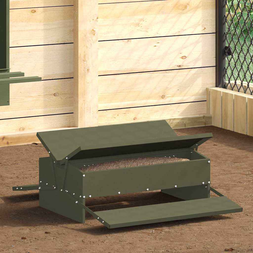 vidaXL Kippen Treadle Voeder Zwart 48,5 x 39,5 x 19 cm