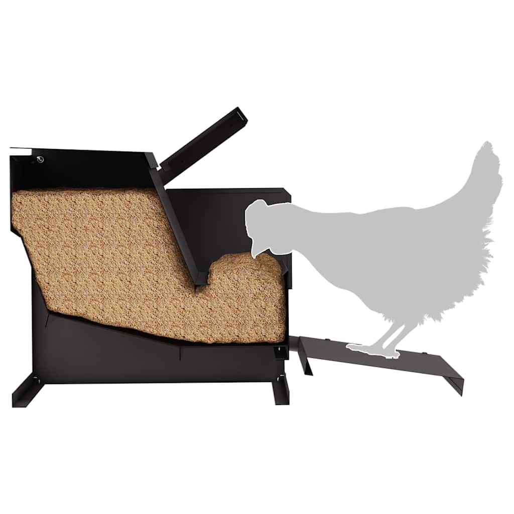 vidaXL Kippen Treadle Voeder Zwart 50 x 40 x 29 cm Koudgewalst Staal
