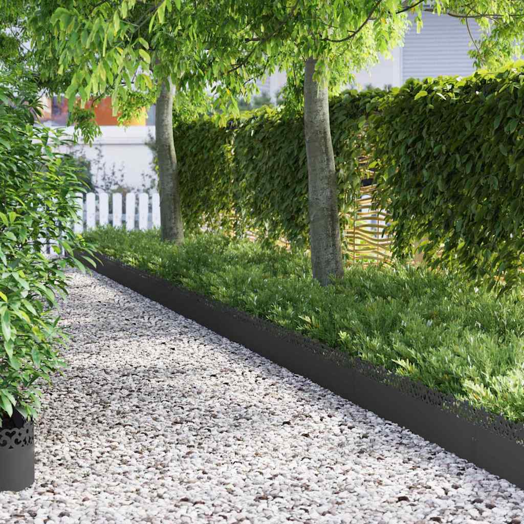 vidaXL Gazonranden 10 pcs Zwart 103 x 0,05 x 22 cm Staal